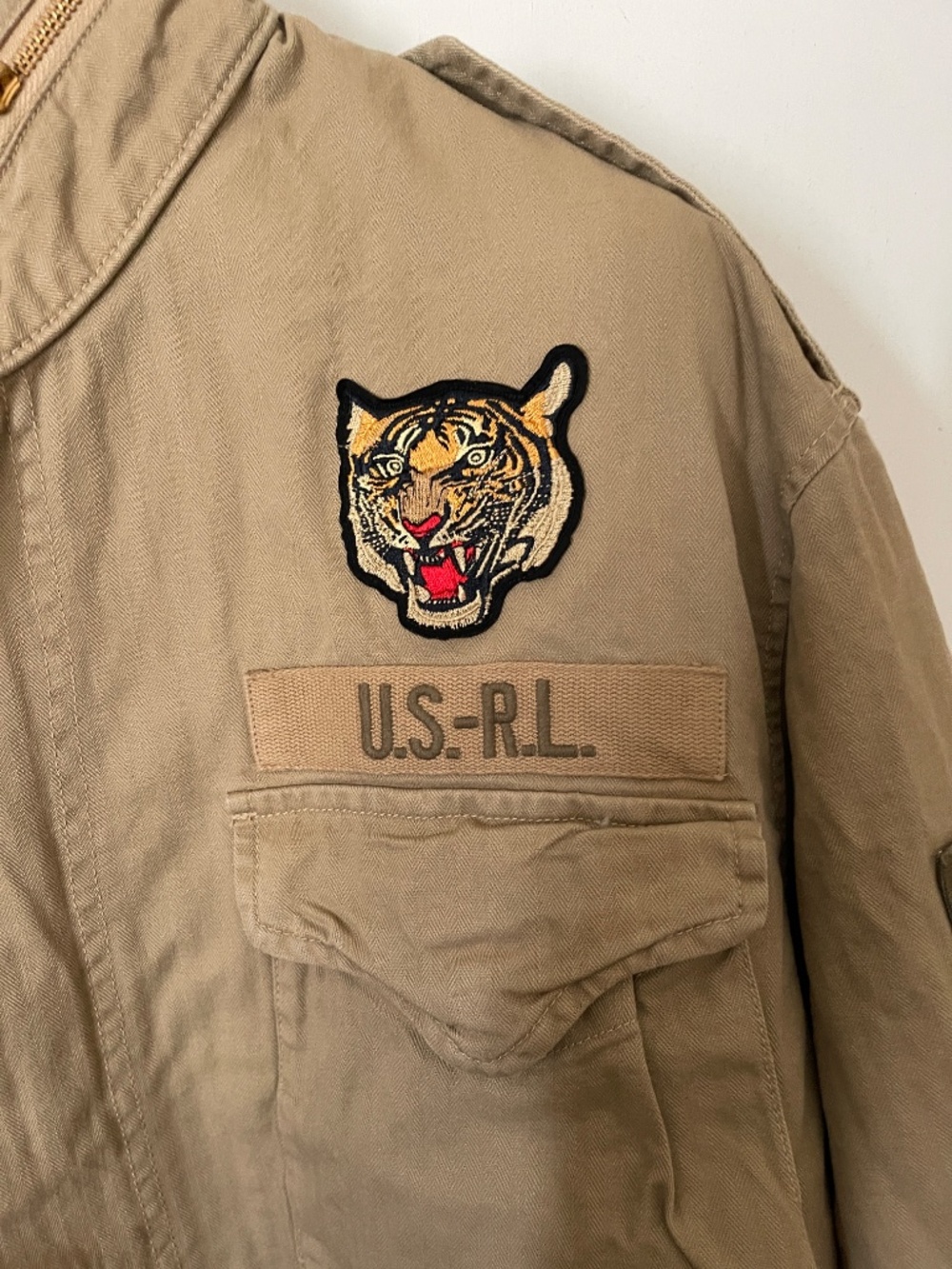 Polo Ralph Lauren US RL Tan Military Patch Jacket 2XLT NWT - Picture 3 of 11